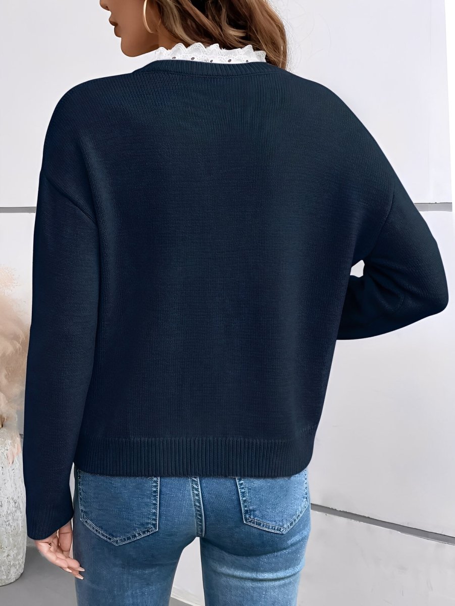 FREYA | Knitted jumper with lace collar - Liora Melbourne