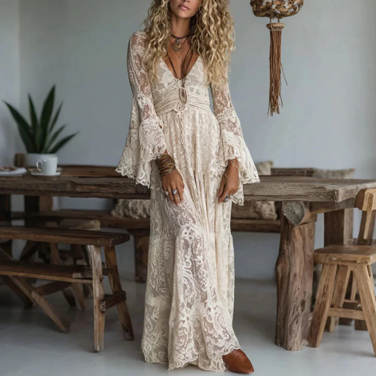 NOELENE | Maxi dress with flared sleeves - Liora Melbourne