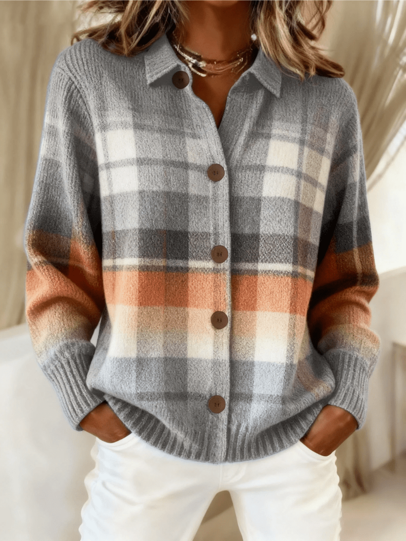 MARLENE | Cardigan with plaid pattern - Liora Melbourne