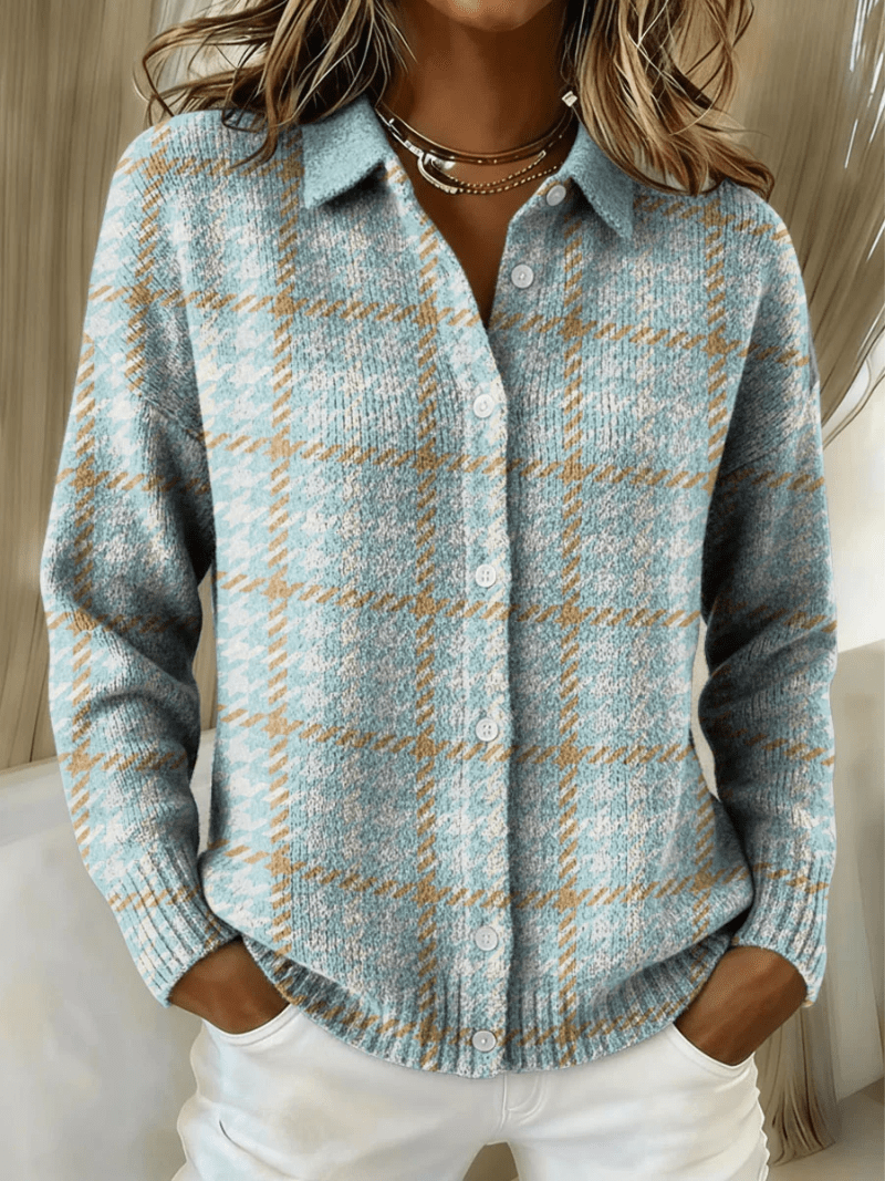 CLARA | Cardigan with plaid pattern - Liora Melbourne