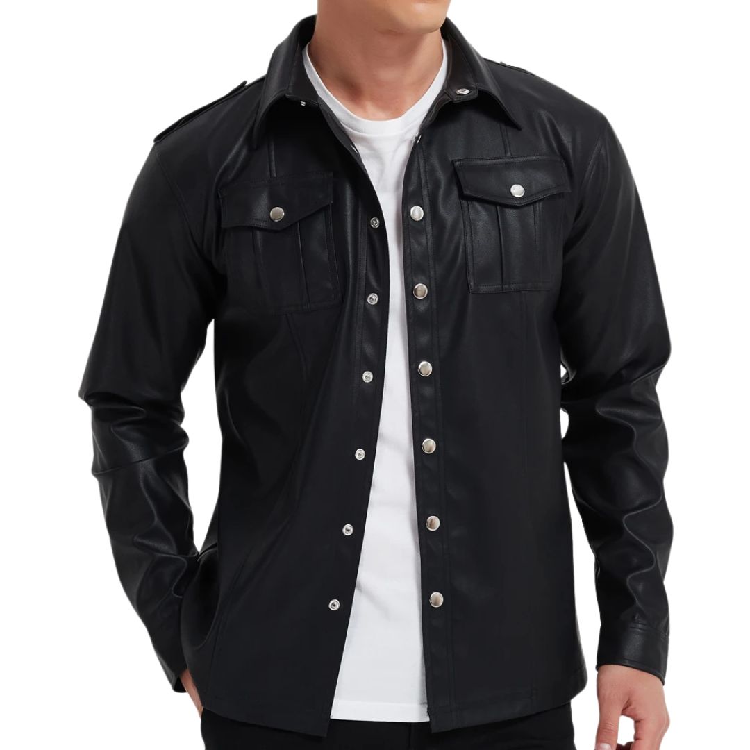 RHYS | Long sleeve top with leather finish - Liora Melbourne