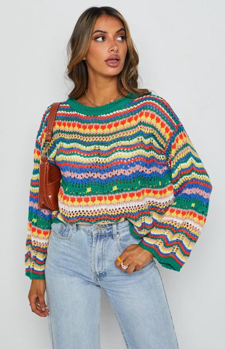 ZARA | Knitted jumper with colour-block detail - Liora Melbourne