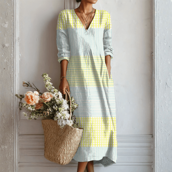 OLIVIA | Linen dress with abstract print - Liora Melbourne