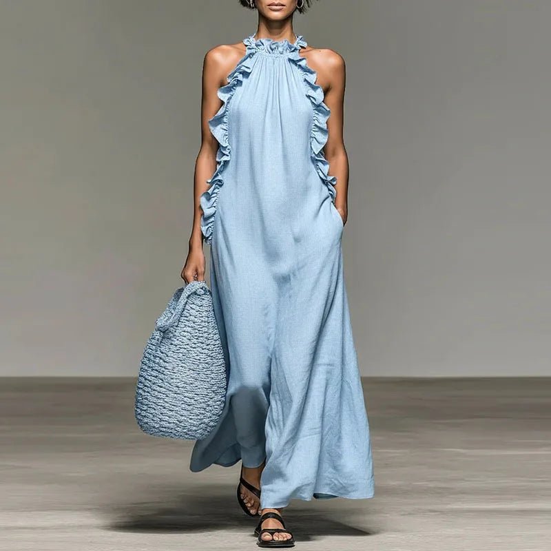 AURELIA | Maxi dress with ruffle halter neckline - Liora Melbourne