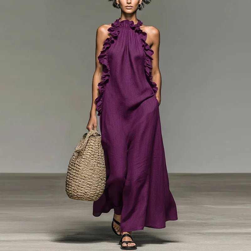 AURELIA | Maxi dress with ruffle halter neckline - Liora Melbourne