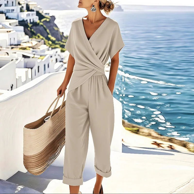 COLLEEN | Set with wrap-front top and cropped trousers - Liora Melbourne