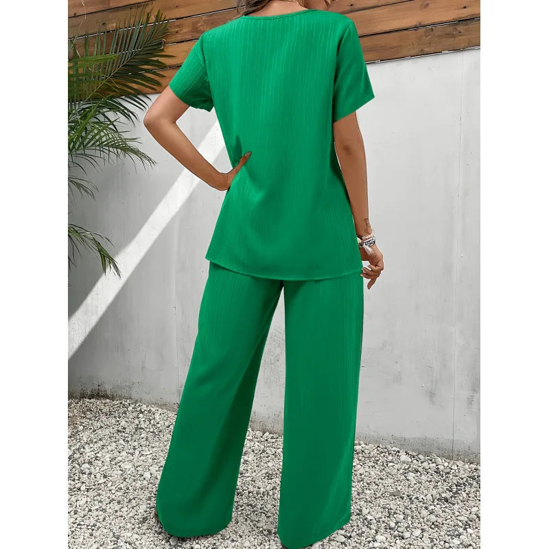 LORRINA | Set with asymmetric blouse and wide-leg trousers - Liora Melbourne