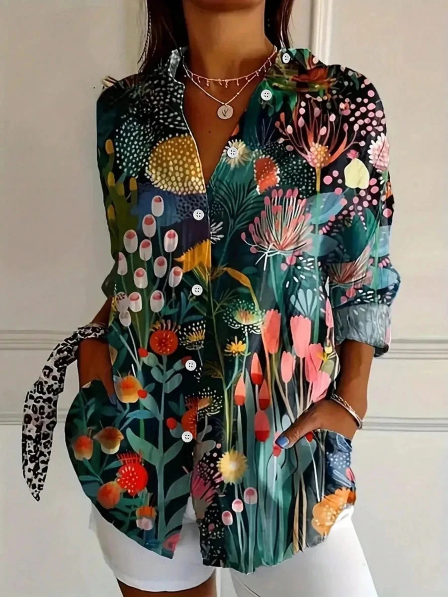 RINA | Blouse with colourful print - Liora Melbourne