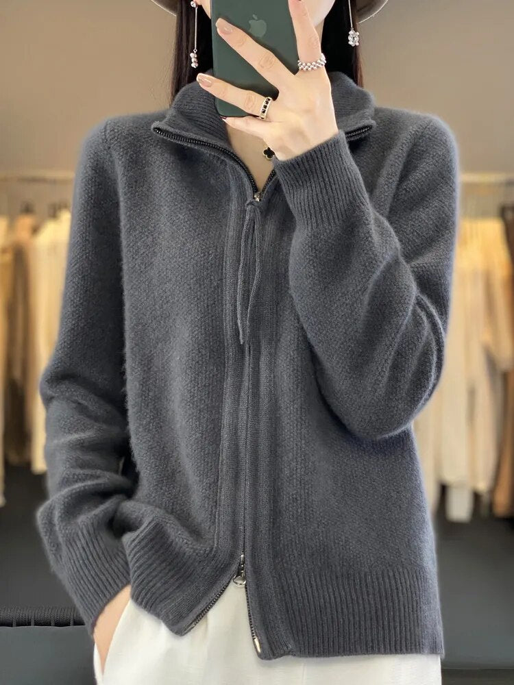 GEORGIA | Zip-up cardigan with pockets - Liora Melbourne