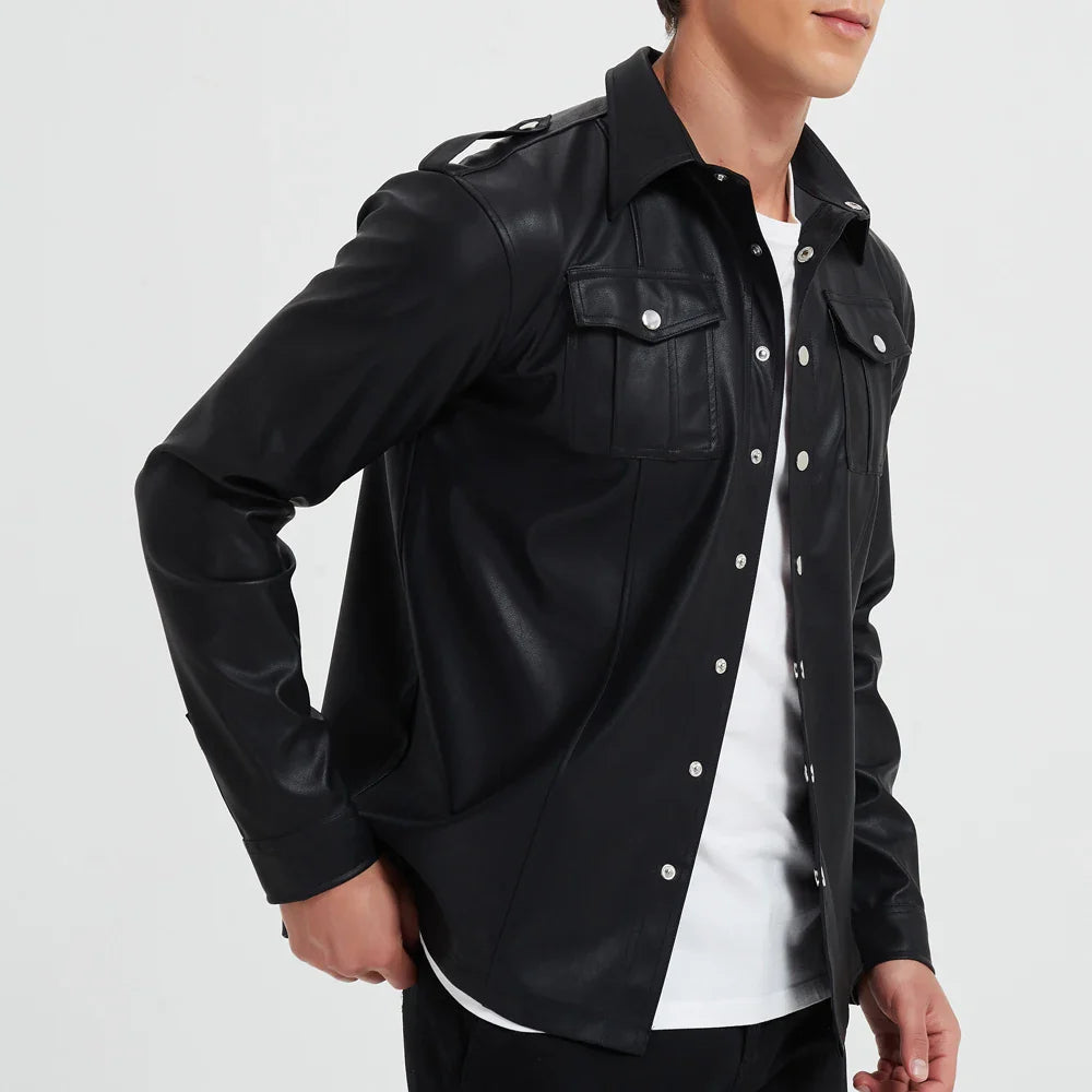 LUCA | Long-sleeve top in faux leather - Liora Melbourne