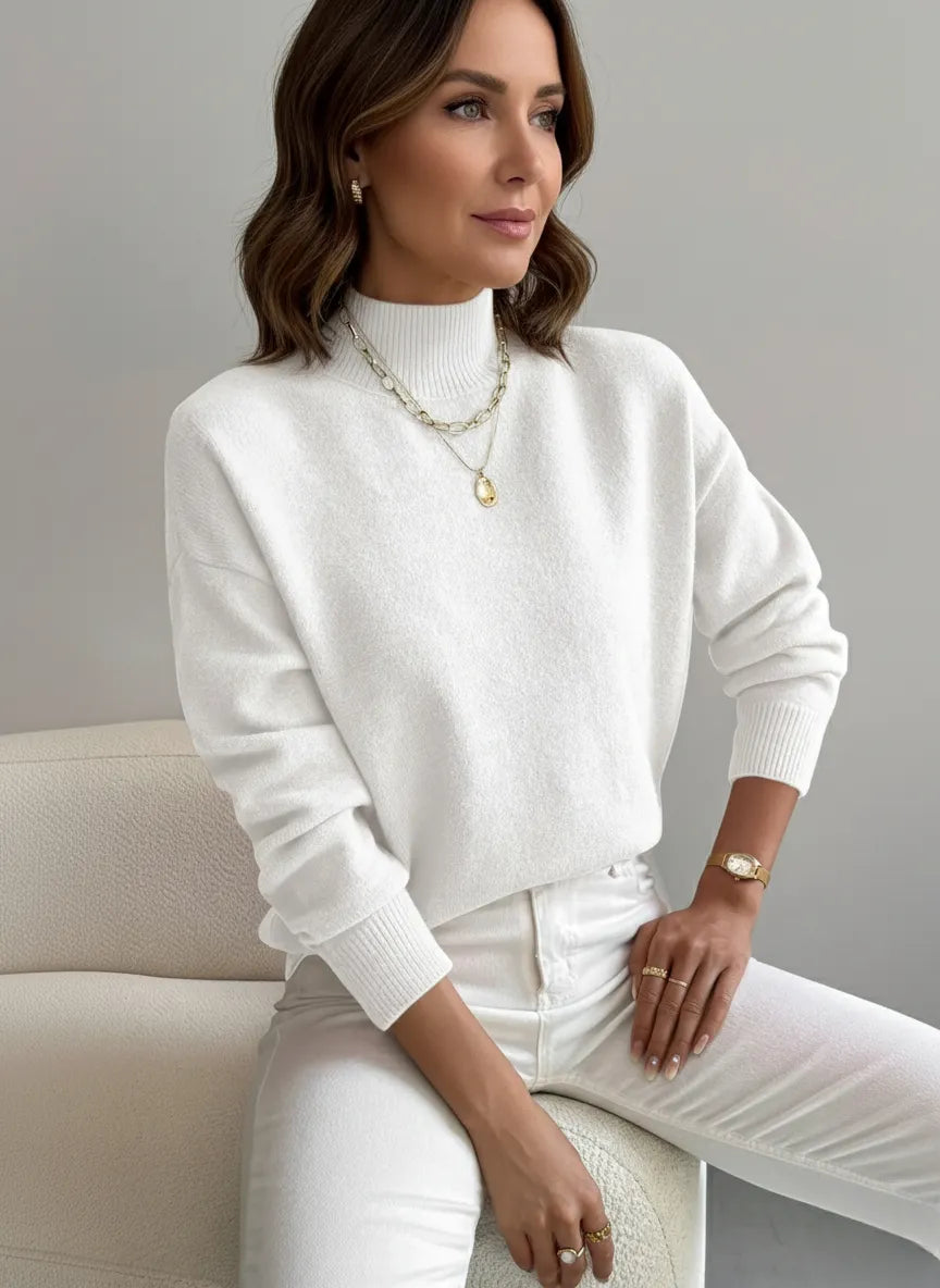 ELEANOR | Polo neck jumper with ribbed cuffs - Liora Melbourne