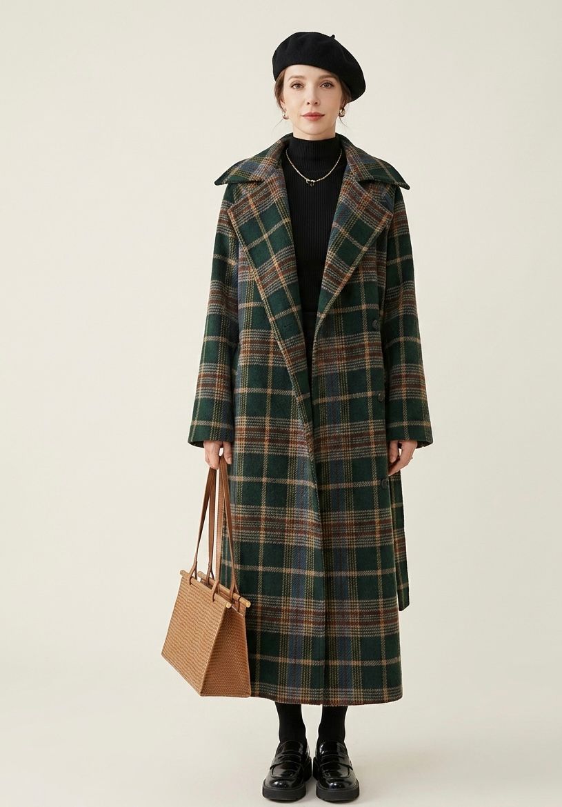 IVY | Longline coat with check pattern - Liora Melbourne