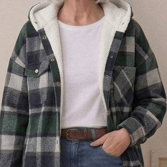 PIPER | Hooded shacket with flannel fabric - Liora Melbourne
