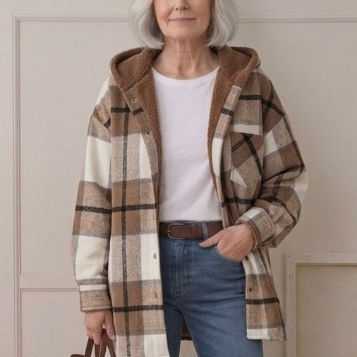 PIPER | Hooded shacket with flannel fabric - Liora Melbourne