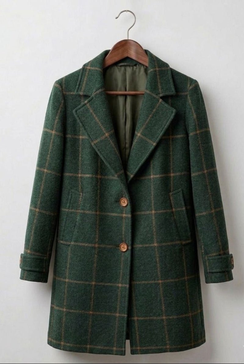 MARGARET | Long-line coat with heritage tweed - Liora Melbourne