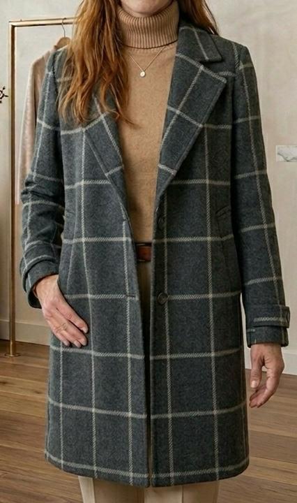 MARGARET | Long-line coat with heritage tweed - Liora Melbourne