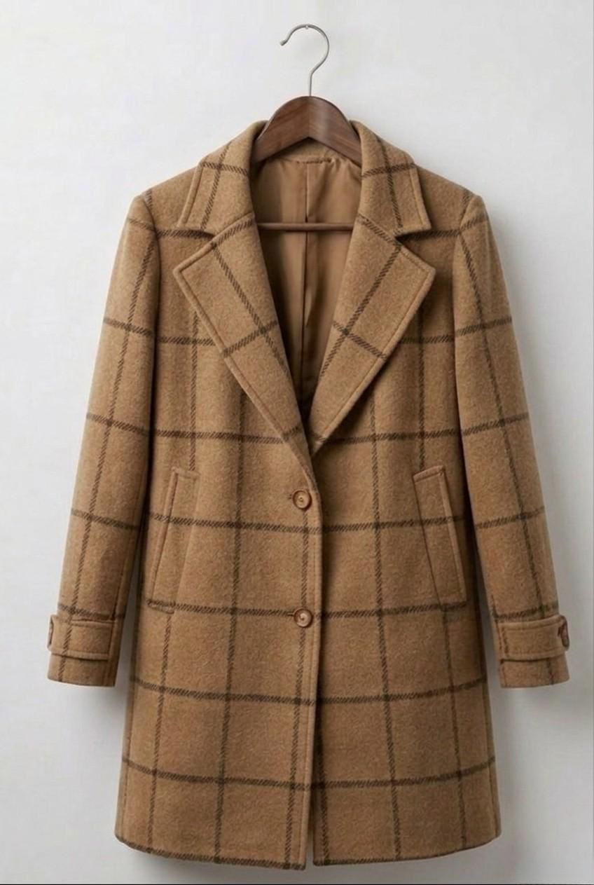 MARGARET | Long-line coat with heritage tweed - Liora Melbourne