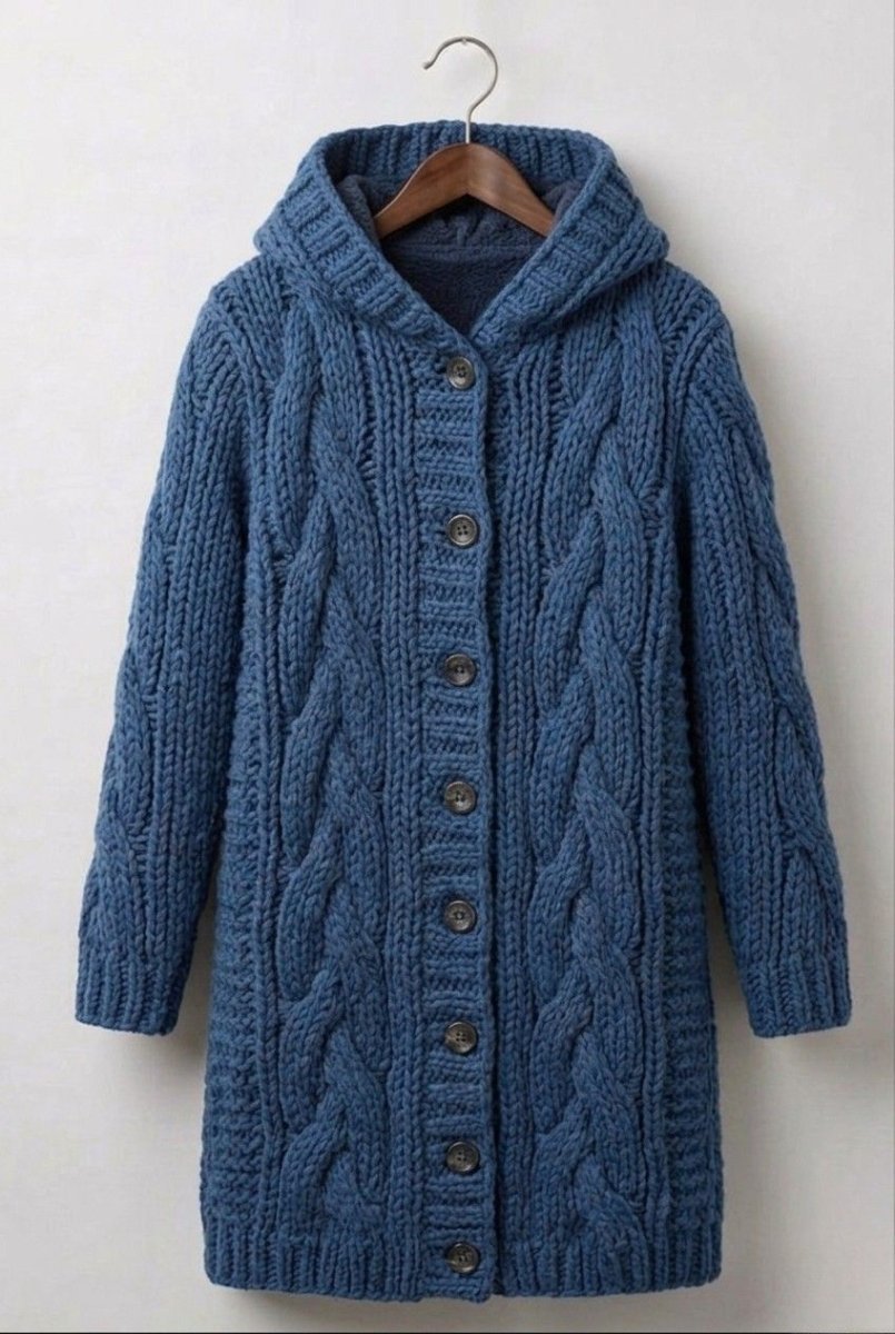 KARINA | Longline coat with cable knit - Liora Melbourne