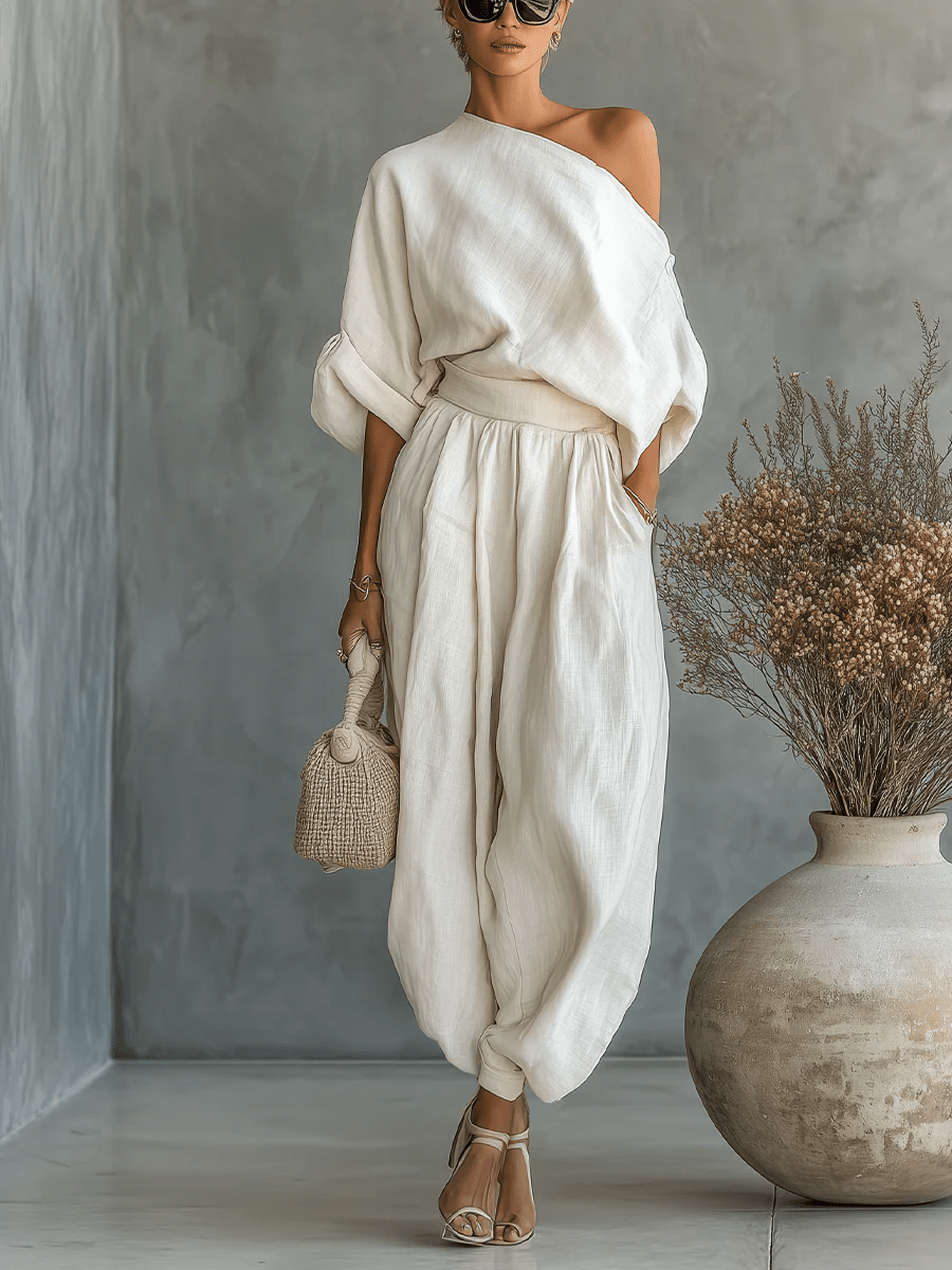 ELEONORA | Two-piece set with one-shoulder top - Liora Melbourne