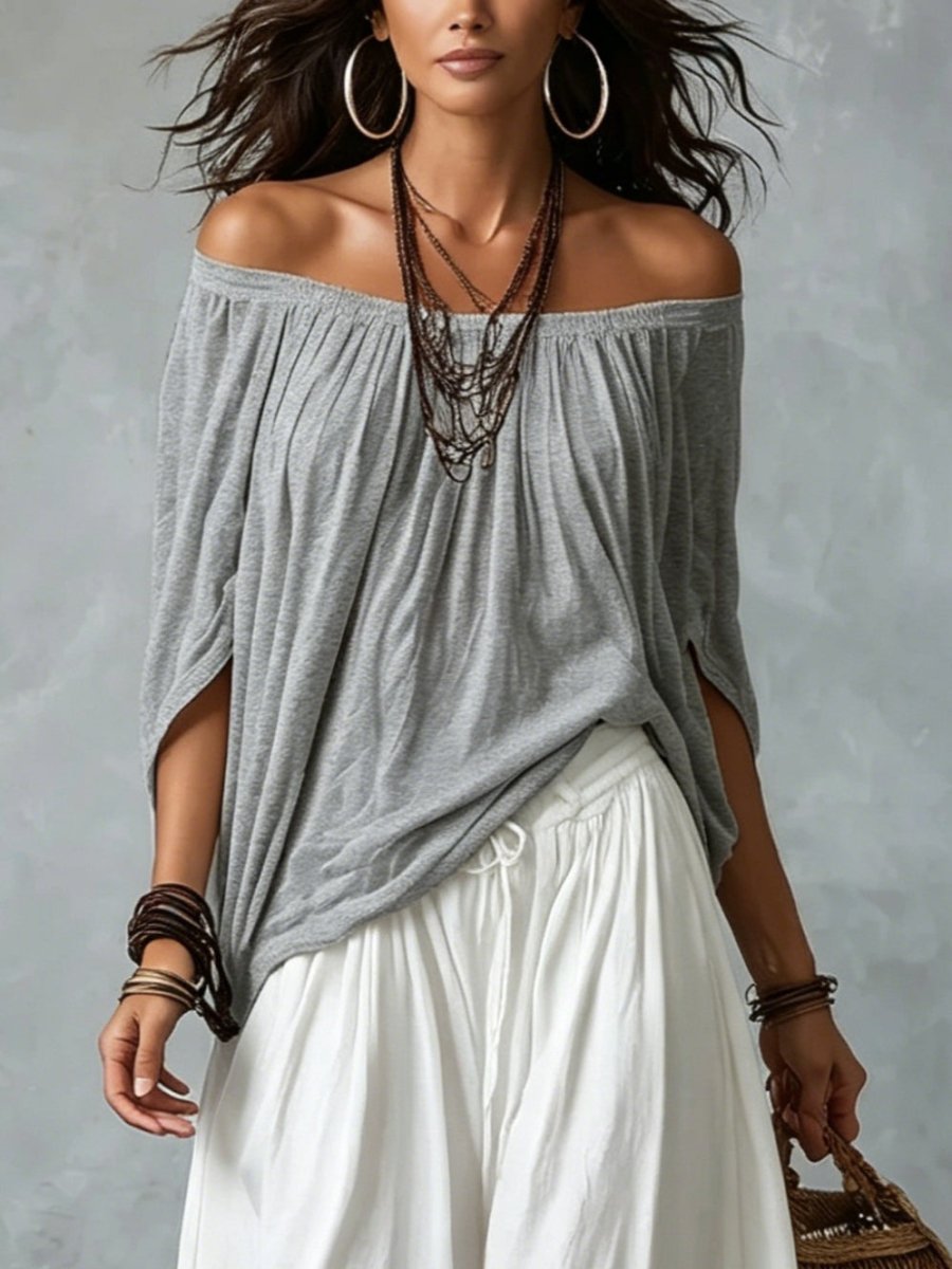 SUMMER | Set with off-shoulder top and lantern pants - Liora Melbourne