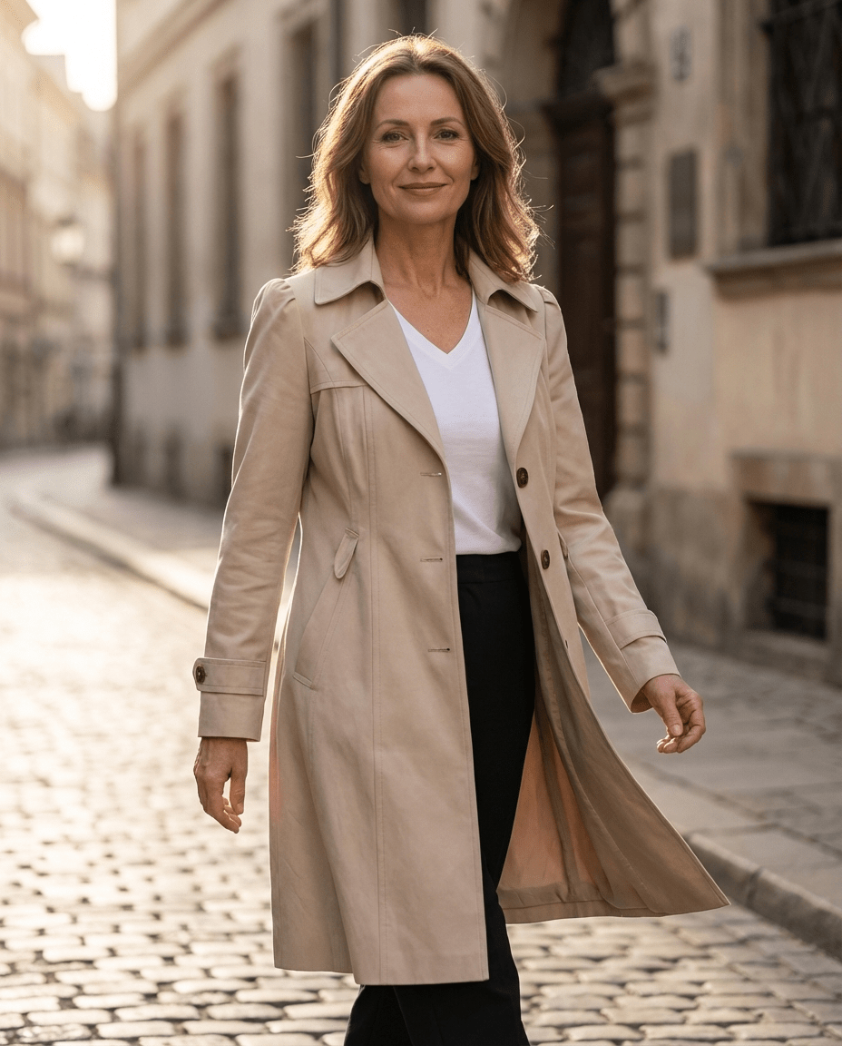 KATHERINE | Trench coat with tie belt - Liora Melbourne