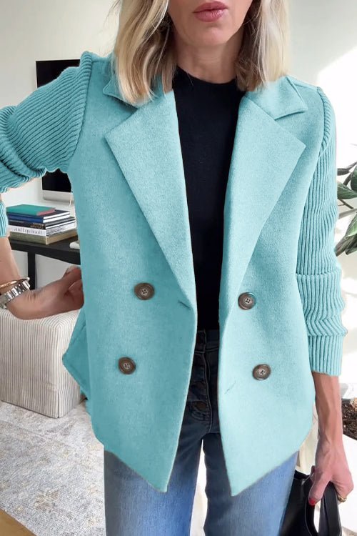 CAMRYN | Blazer with contrast knit sleeves - Liora Melbourne