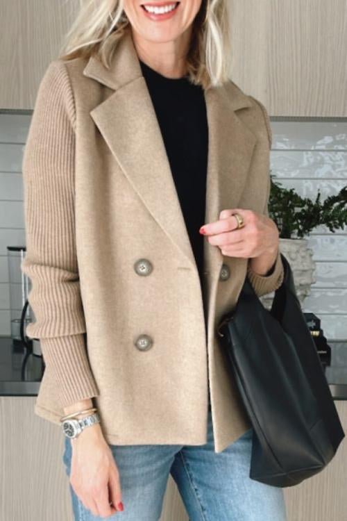 CAMRYN | Blazer with contrast knit sleeves - Liora Melbourne