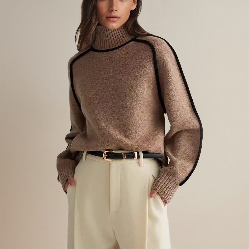 BELLA | Turtleneck jumper with ribbed trim - Liora Melbourne