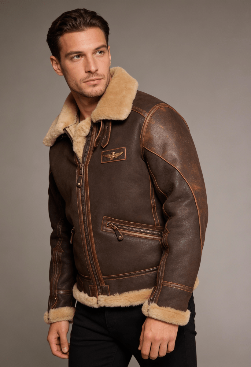 MAVERICK | Aviator jacket with sherpa lining - Liora Melbourne