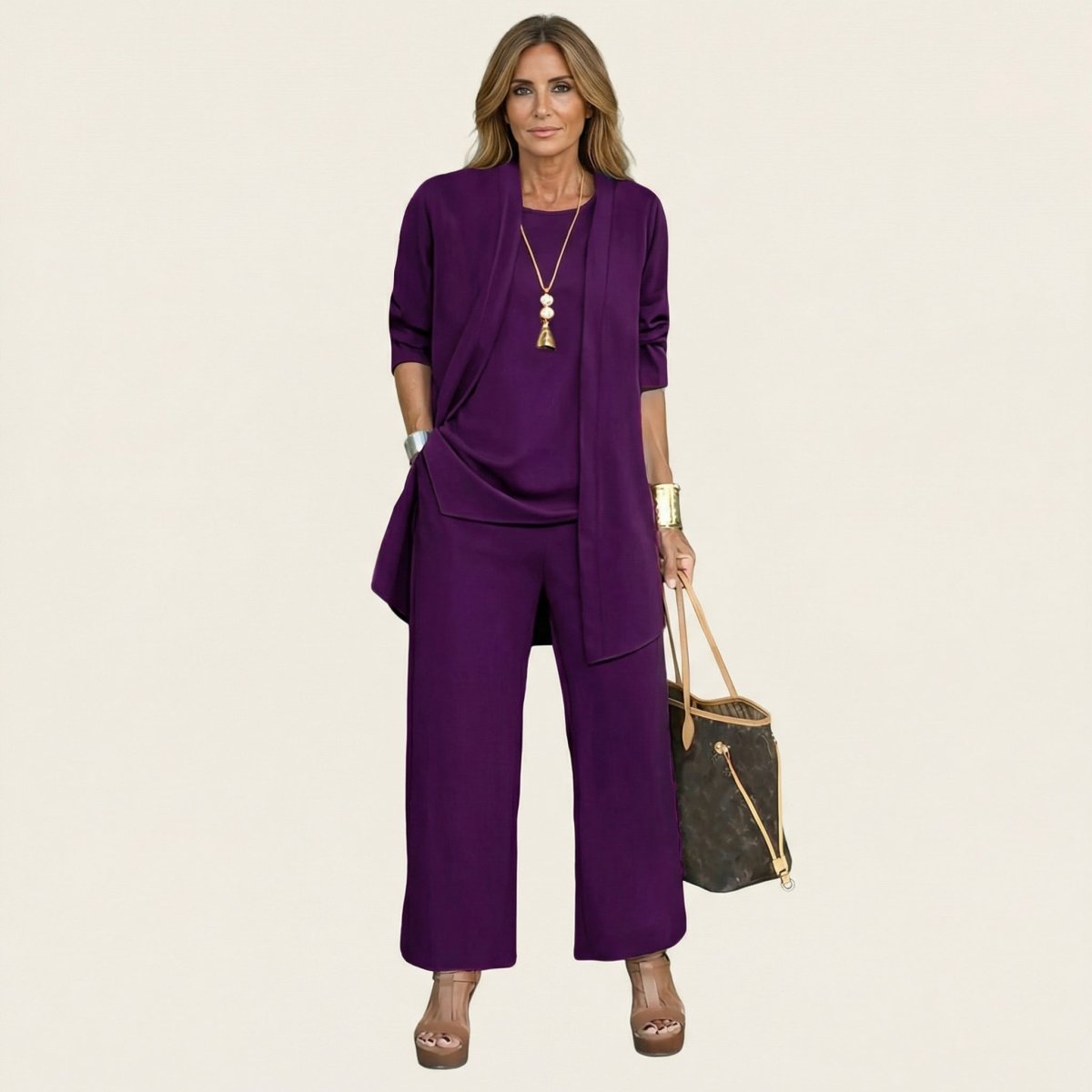 VIVIENNE | Three-piece set with wide-leg trousers - Liora Melbourne