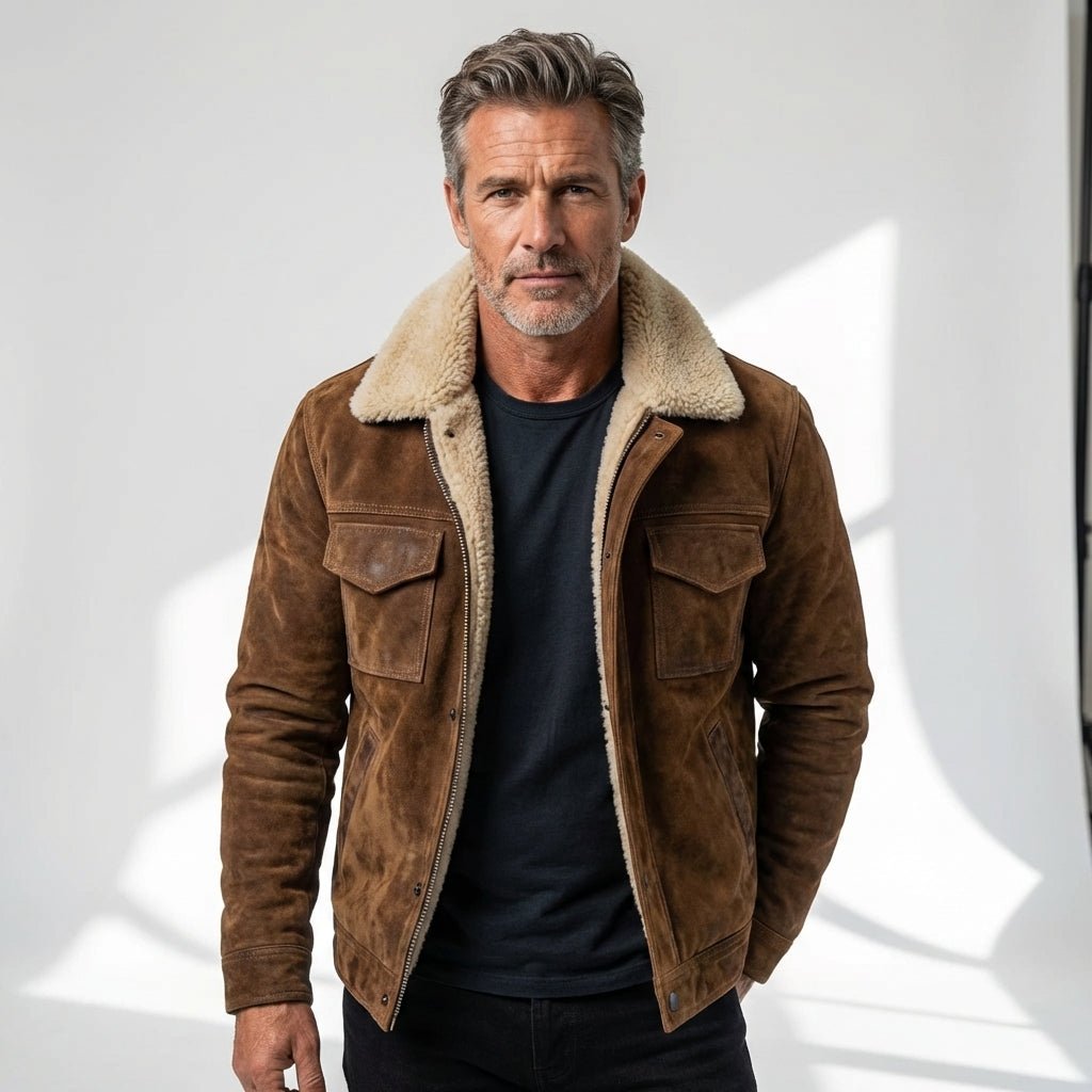 CALEB | Sherpa-lined leather jacket - Liora Melbourne