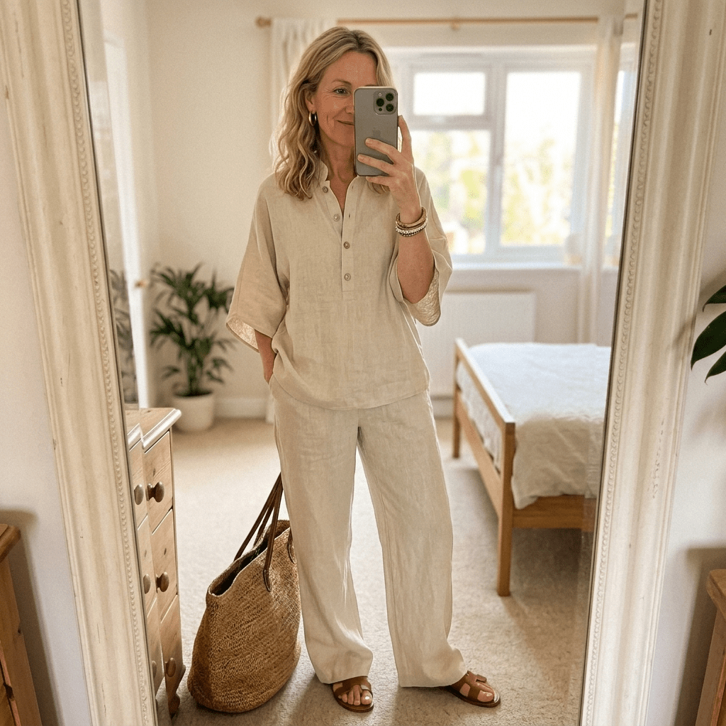 CALLIOPE | Set with wide-sleeve button-up top - Liora Melbourne