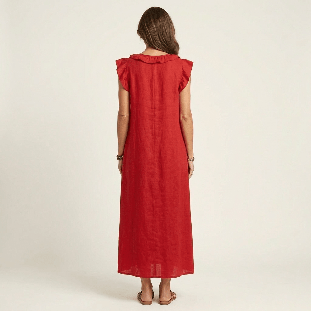 JOSETTE | Maxi dress with ruffle V-neck - Liora Melbourne