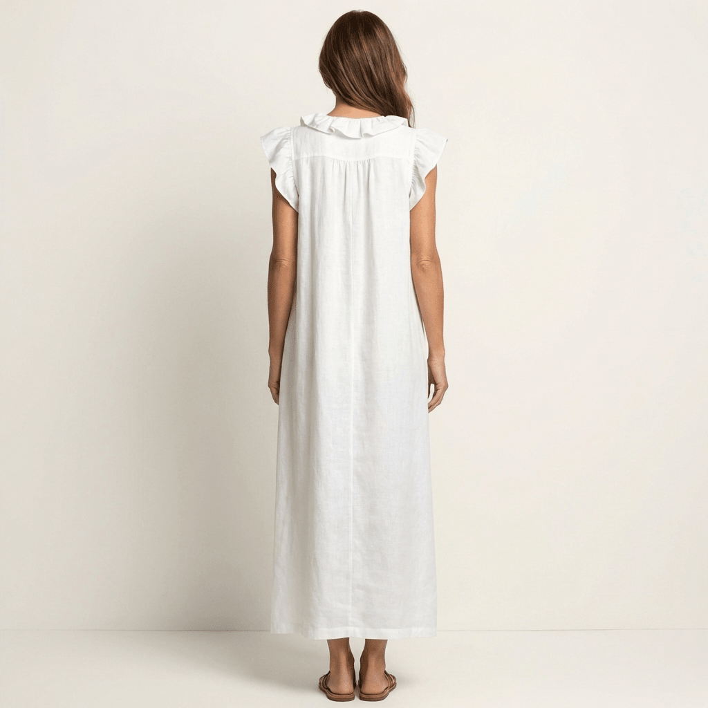 JOSETTE | Maxi dress with ruffle V-neck - Liora Melbourne
