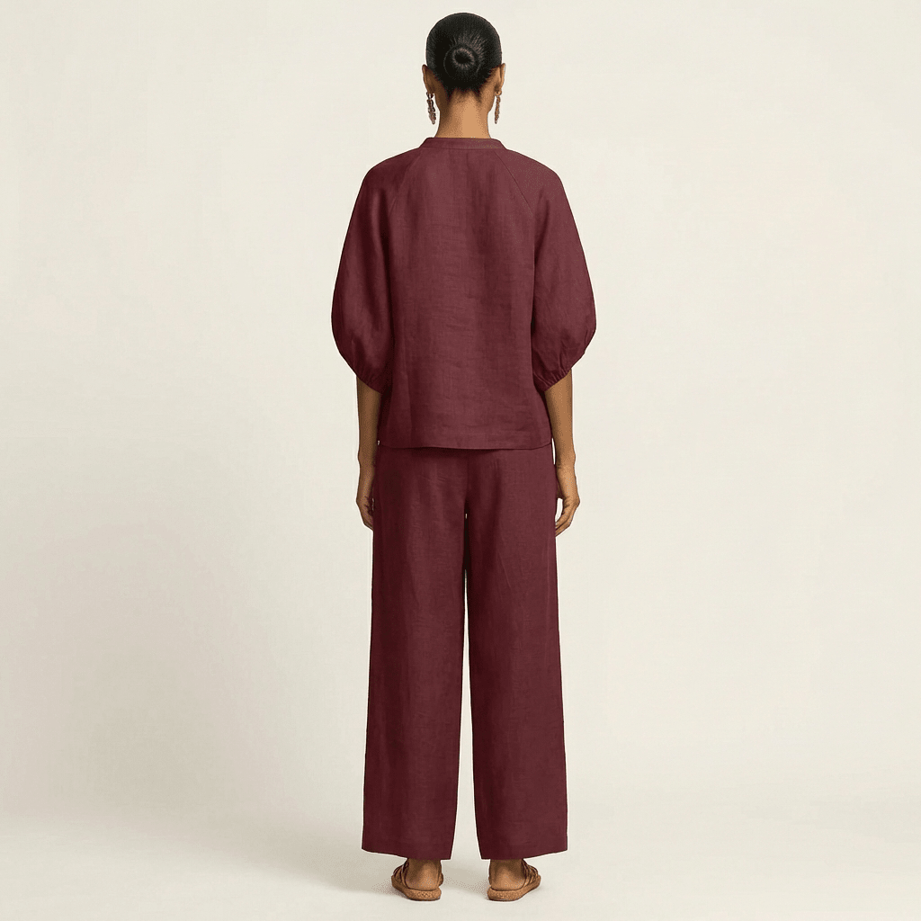 MARLOWE | Set with wide-leg trousers and puff sleeves - Liora Melbourne