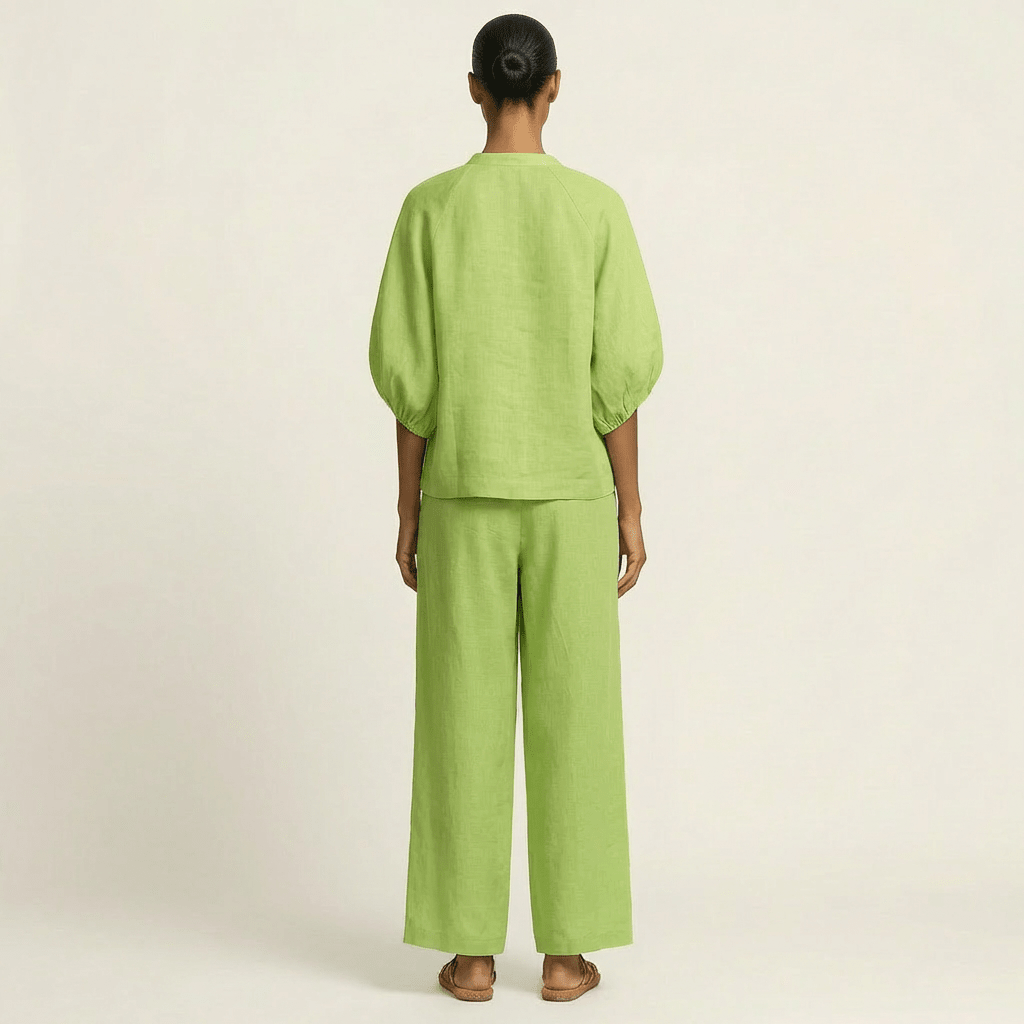 MARLOWE | Set with wide-leg trousers and puff sleeves - Liora Melbourne