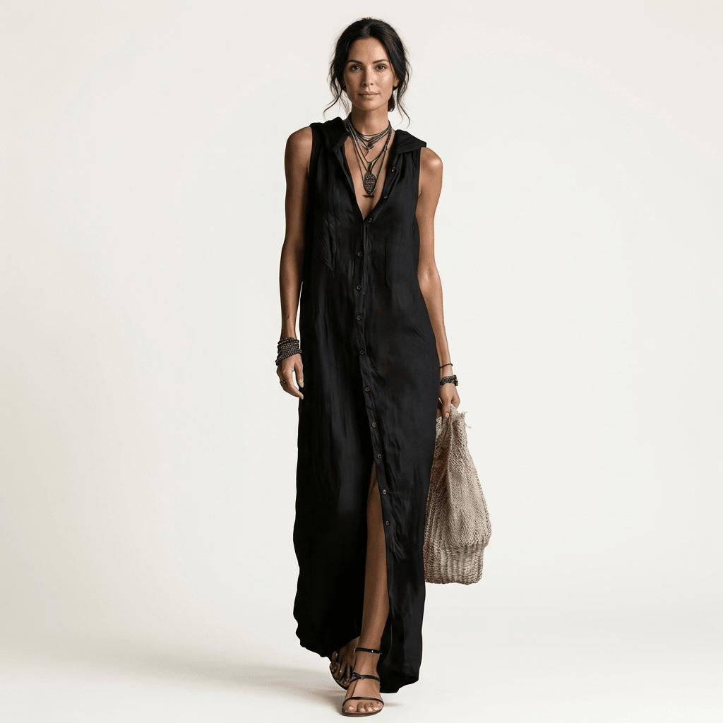 MIRABELL | Maxi dress with hooded collar - Liora Melbourne
