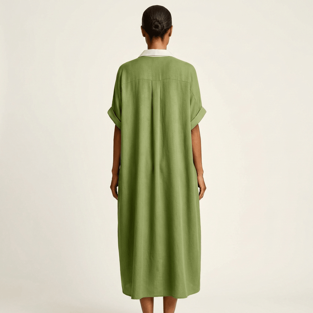 KAMIRA | Maxi shirt dress with contrast collar - Liora Melbourne