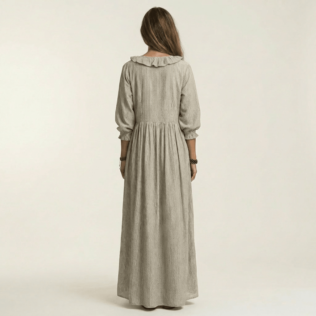 YOSETTA | Maxi dress with ruffle V-neck - Liora Melbourne