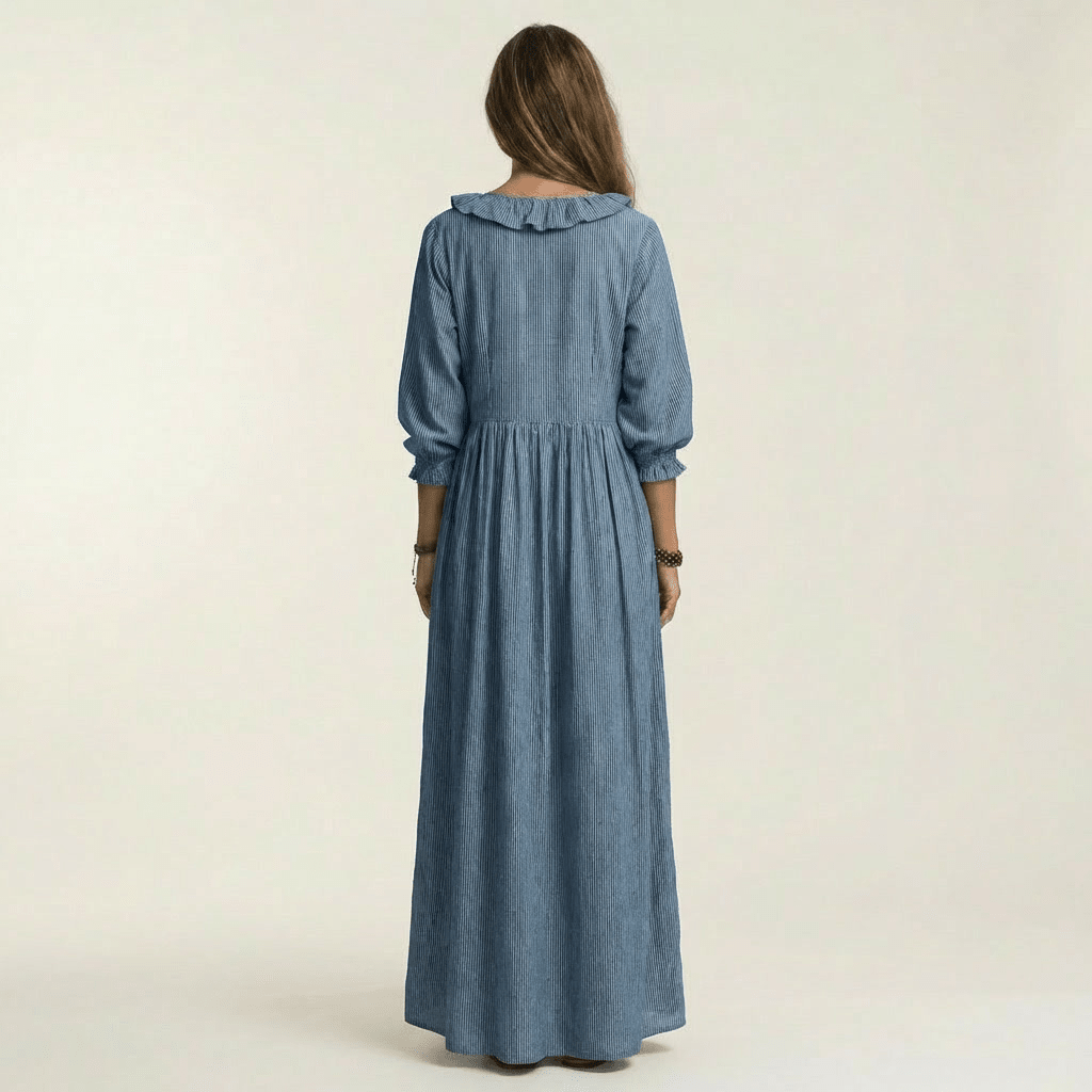YOSETTA | Maxi dress with ruffle V-neck - Liora Melbourne