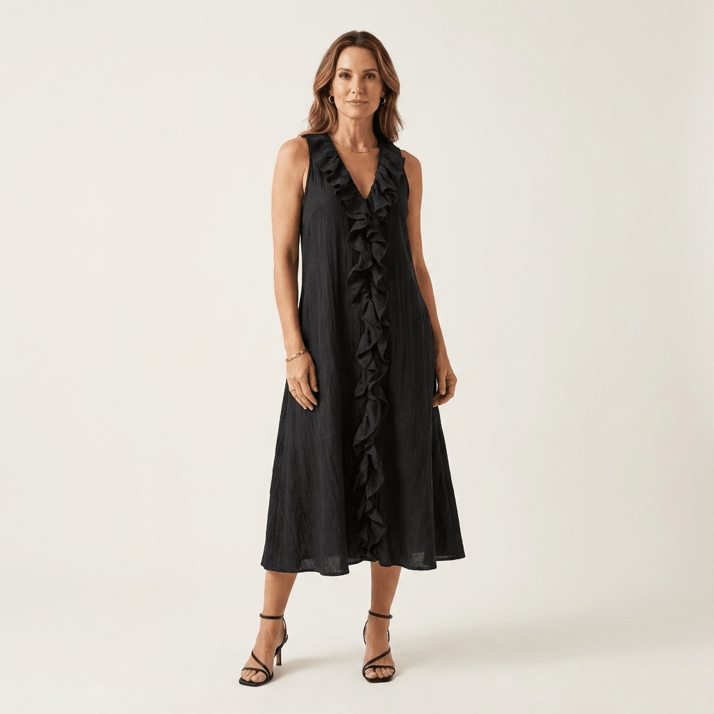 VICKY | Maxi dress with front ruffle - Liora Melbourne