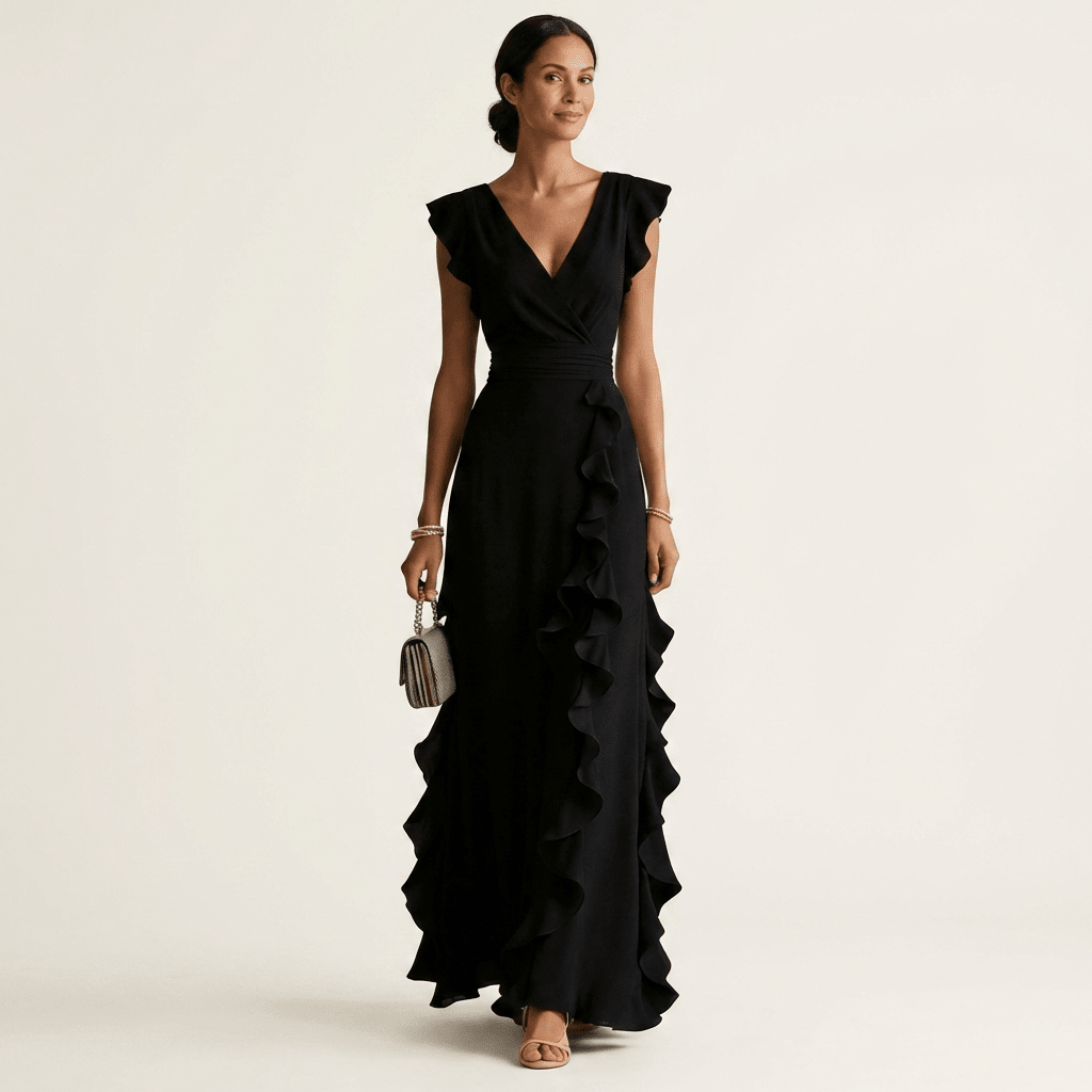 NELLYANA | Maxi dress with cascading ruffle - Liora Melbourne