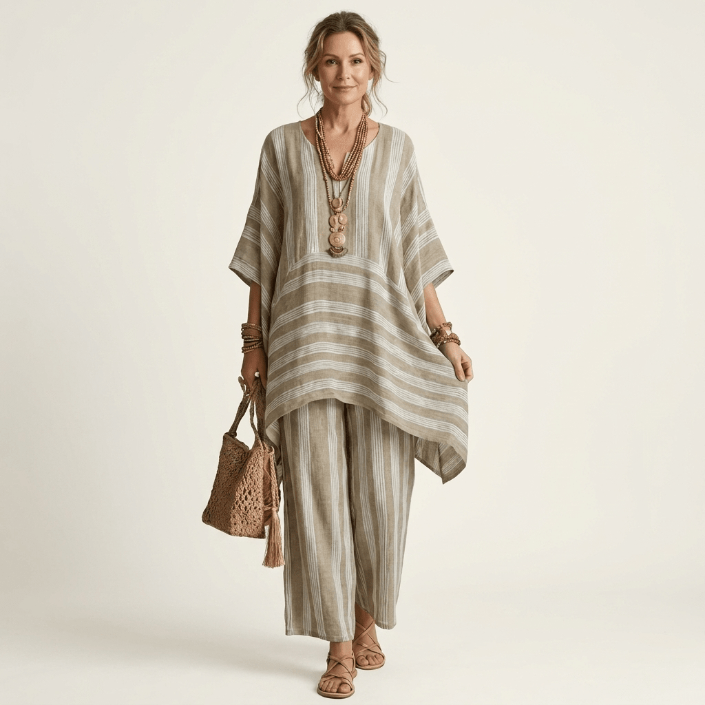 KIARA | Two-piece set with wide-leg striped pants - Liora Melbourne