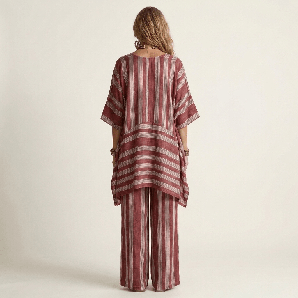 KIARA | Two-piece set with wide-leg striped pants - Liora Melbourne