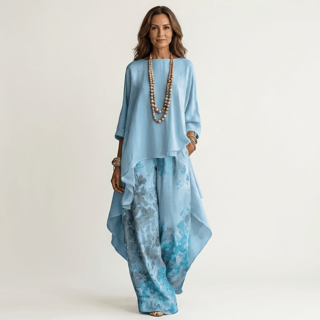CARIOLA | Set with printed wide-leg trousers - Liora Melbourne