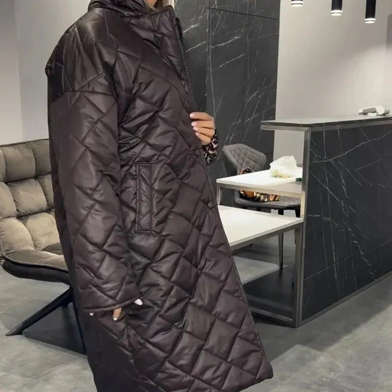BRIAR | Long coat with diamond quilting - Liora Melbourne