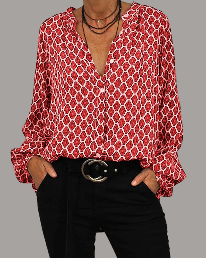 ELLIE | Midi shirt with V-neck - Liora Melbourne