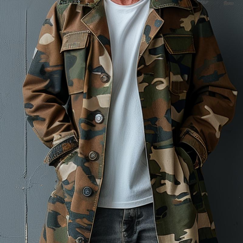 RONAN | Trench coat with camouflage print - Liora Melbourne