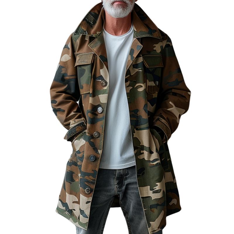 RONAN | Trench coat with camouflage print - Liora Melbourne