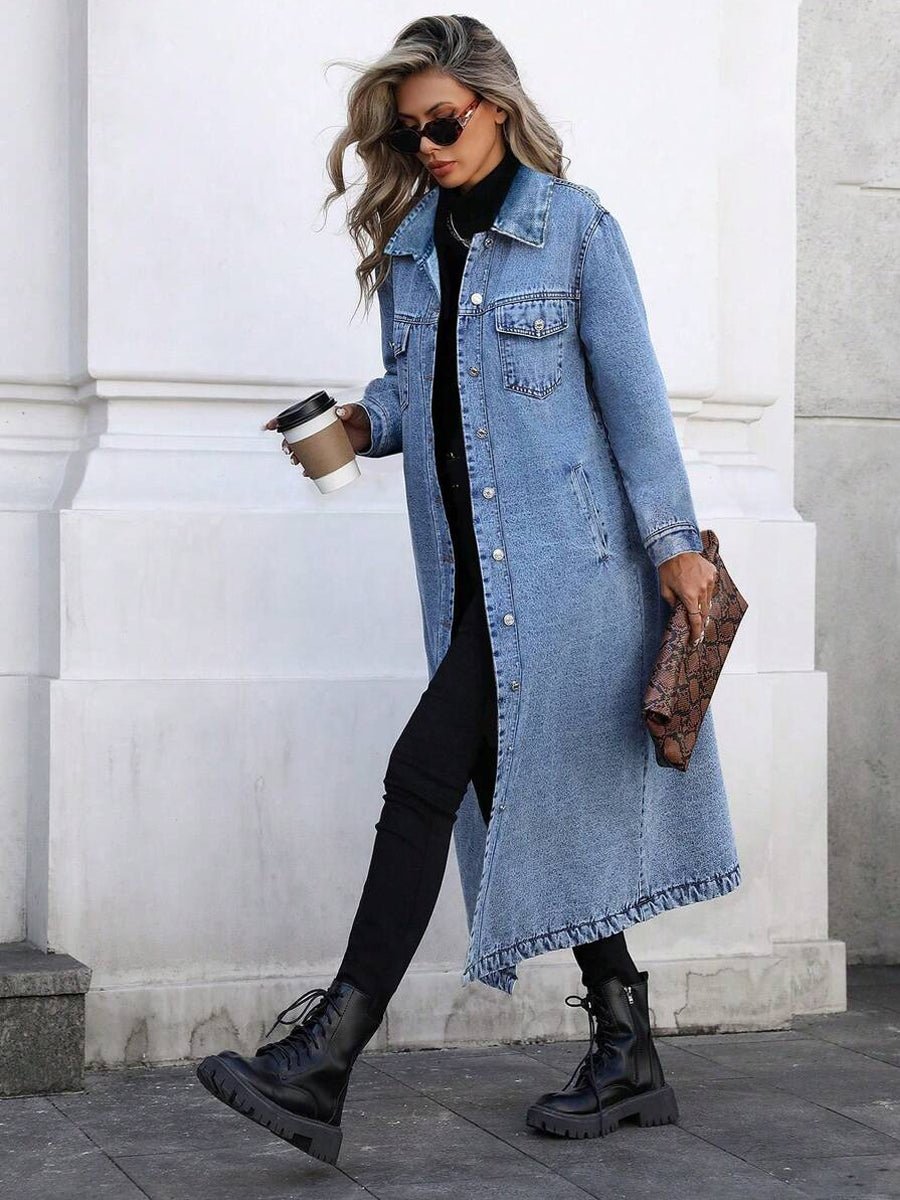 MARISOL | Long denim jacket with printed detail - Liora Melbourne
